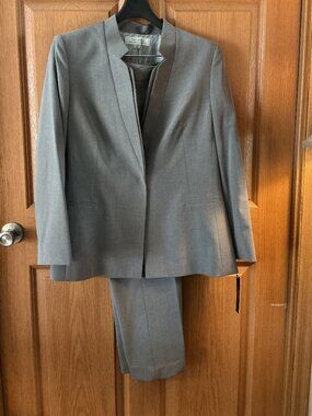 Tahari 2 piece Grey Pant Suit